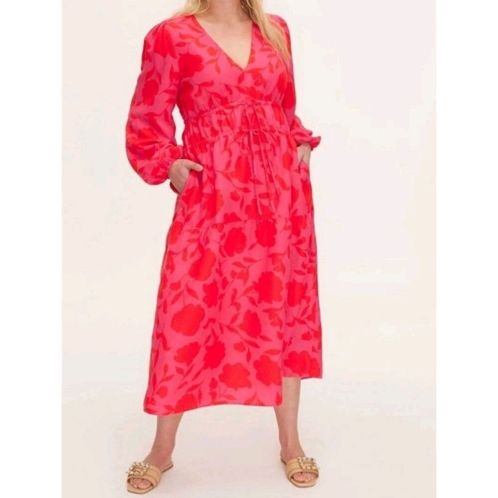 Kate Spade Classic Rose Linen V-Neck Dress Size XXS